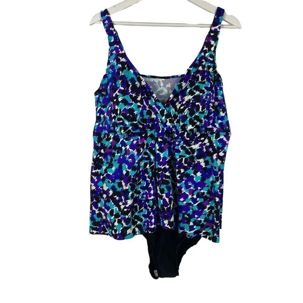 Penbrooke Splash Flyaway Fauxkini One-Piece Swimsuit 24W NEW